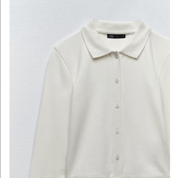 ZARA White Ribbed Shirt - Picture 3 of 9
